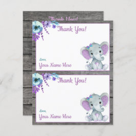 Invitación Dos por página Gracias Cartas Chica Elefante Ducha