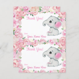 Invitación Dos por página Gracias Cartas Chica Elefante Ducha