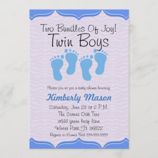 Invitación Dos Puestos De Joy Twin Boys Invitan En Baby Showe