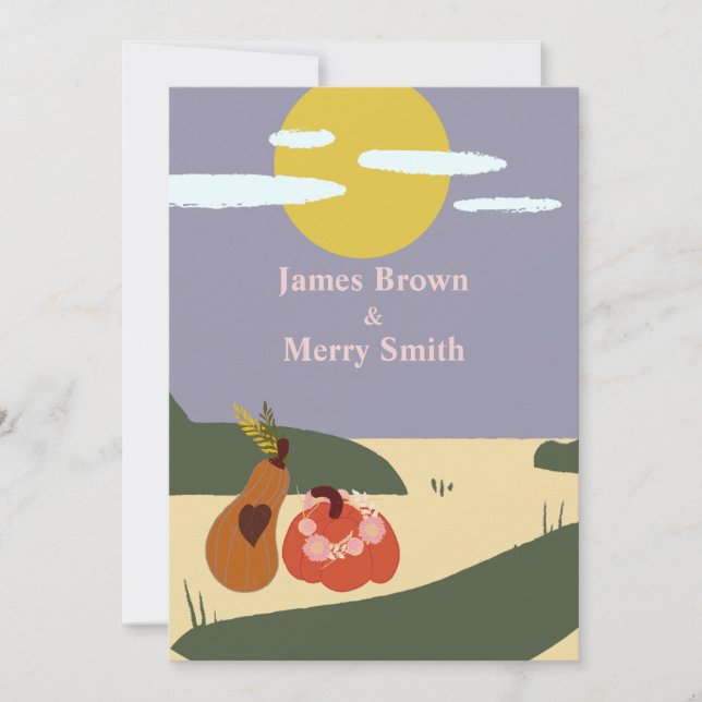 Invitación Dos Pumpkins Beach Sun Boda (Anverso)