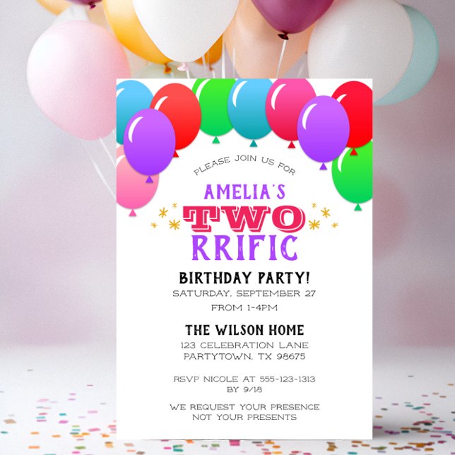 Invitación Dos racionales globos de segundo cumpleaños pancar (Subido por el creador)