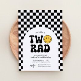 Invitación Dos Rad Checker Happy Face 2º cumpleaños