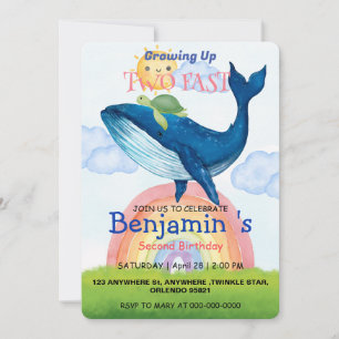 Invitación Dos rapidas tortugas arcoiris Cute Pescado de ball