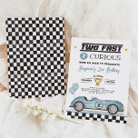 Invitación Dos rápido 2 Curioso Blue Vintage Car Boy Cumpleañ<br><div class="desc">Apártate para un buen momento y deja que la emoción se desarrolle con nuestra invitación de 2º cumpleaños "Dos Curiosos Rápidos". Celebra el día especial de tu pequeño velero con estilo, creando recuerdos que se acercarán a los corazones de todos los que asisten. ¡Prepárate para competir en una fiesta de...</div>