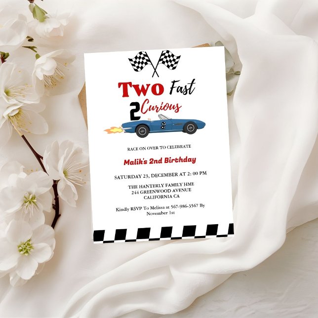 Invitación Dos rápido 2 Curioso niño de carrera de autos segu (Subido por el creador)
