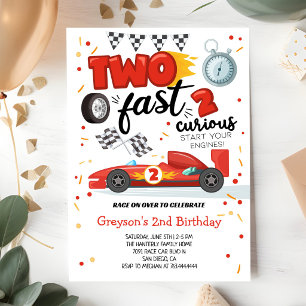 Invitación Dos Rápidos 2 Curiosos Coche de Carreras Rojo Cump