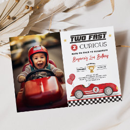 Invitación Dos rápidos 2 Curiosos Coches Rojos Vintage Foto C