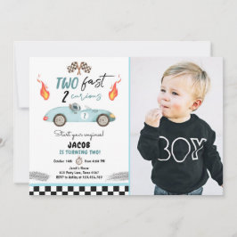 Invitación Dos Rápidos 2 Curiosos Fiestas Race Car 2º Cumplea