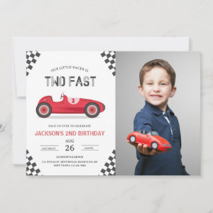Invitación Dos Rápidos 2 Curiosos Fiestas Race Car 2 cumpleañ