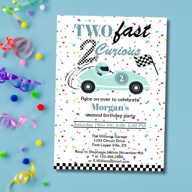 Invitación Dos rápidos 2Curiosos autos deportivos azules segu (Subido por el creador)