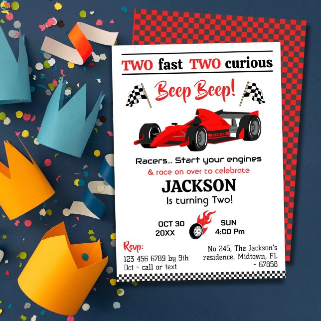 Invitación Dos rápidos Dos curiosos coches de carreras rojas  (Subido por el creador)