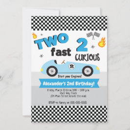 Invitación Dos Rápidos Dos Curiosos Racecares Azules Cumpleañ