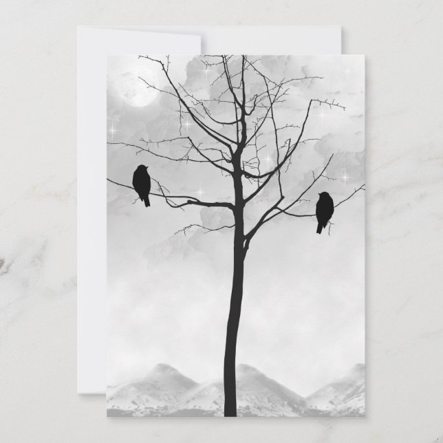Invitación Dos Ravens en el Boda de Gótico de Silhouette (Anverso)