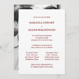 Invitación Dos recepciones de color rojo y blanco Minimalista