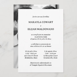Invitación Dos recepciones españolas Minimalistas en blanco y