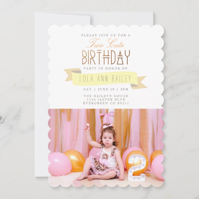 Invitación Dos recortes | Segunda foto de la fiesta de cumple (Anverso)