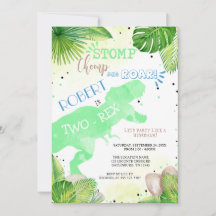 Dos - Rex Dinosaur Birthday Invitation boy
