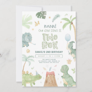 Invitación Dos Rex Nuestro pequeño Dino Segundo Cumpleaños