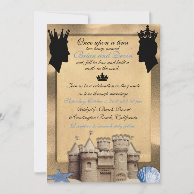Invitación Dos reyes Custom Gay Wedding Invitations (Anverso)