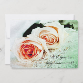 Invitación dos rosas - ¿Serás mi dama de honor?