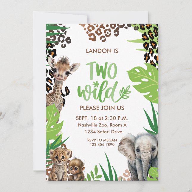 Invitación Dos Safari de Animales Salvajes en la Segunda Fies (Anverso)