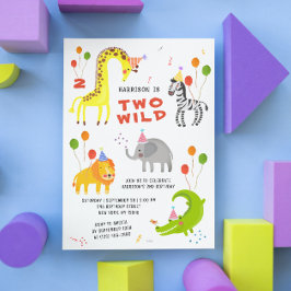 Invitación Dos salvajes animales de Safari en su segundo cump