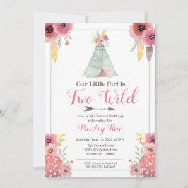 Invitación Dos salvajes Chicas del Boho Segundo Cumpleaños