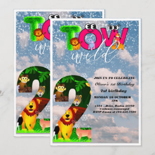 Invitación Dos salvajes Fiestas de animales Safari Fiestas de