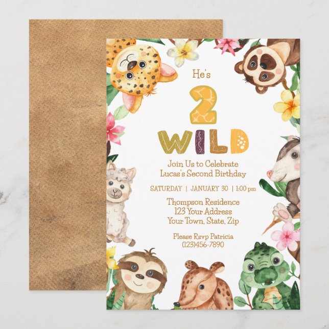 Invitación Dos salvajes Fiestas de animales Safari Fiestas de (Anverso / Reverso)