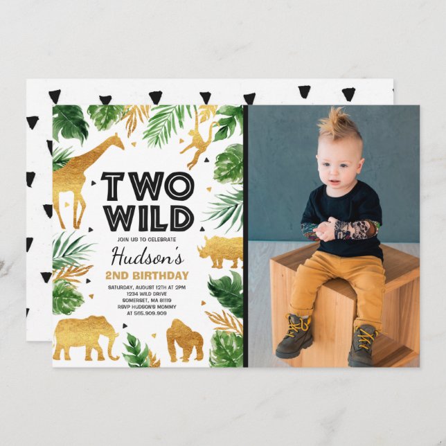 Invitación Dos salvajes Fiestas de animales Safari Fiestas de (Anverso / Reverso)