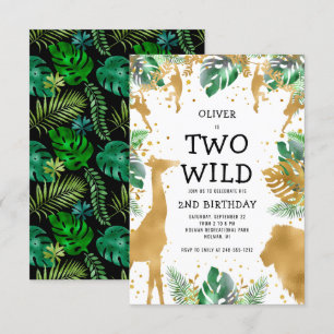 Invitación Dos Salvajes Safari de la Jungla Cumpleaños Dorado