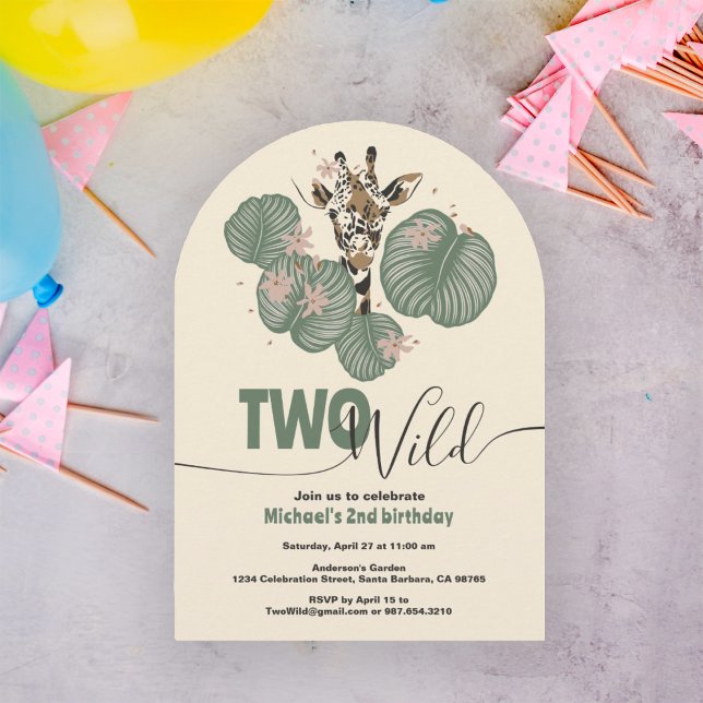 Invitación Dos salvajes Safari Girafa Fiesta de Cumpleaños de (Subido por el creador)