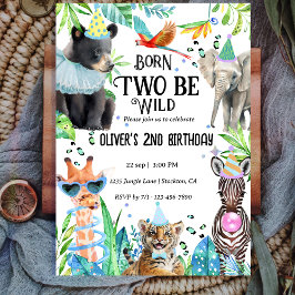 Invitación Dos salvajes Safari segundo cumpleaños