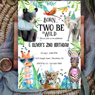 Invitación Dos salvajes Safari segundo cumpleaños