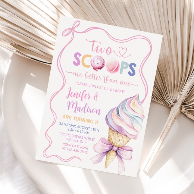 Invitación Dos Scoops Ice Cream Coquette Twings Cumpleaños (Subido por el creador)