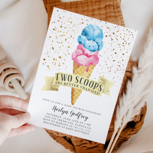 Invitación Dos Scoops Twin Boy y Chica Baby Shower (Subido por el creador)