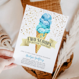 Invitación Dos Scoops Twys Boys Ice Cream Baby Shower
