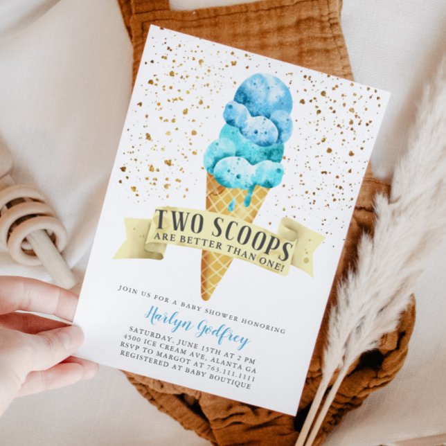 Invitación Dos Scoops Twys Boys Ice Cream Baby Shower (Subido por el creador)