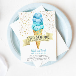 Invitación Dos Scoops Twys Cream Cream Birthday Party