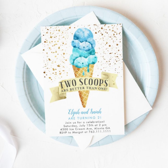Invitación Dos Scoops Twys Cream Cream Birthday Party (Subido por el creador)