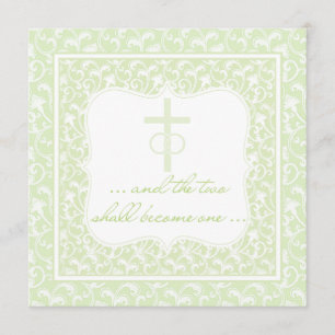 Invitación Dos Se Convertirán En Un Boda Cristiano Verde
