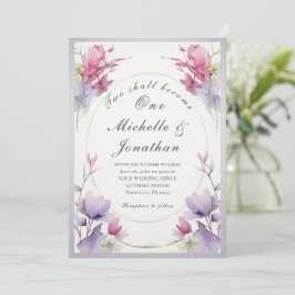 Invitación Dos Se Convertirán En Un Boda Floral Rosa Lavender