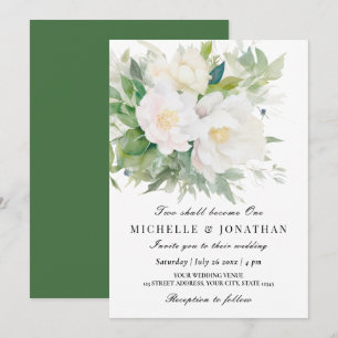 Invitación Dos Se Convertirán En Un Elegante Boda Floral Blan