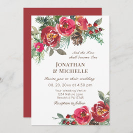 Invitación Dos se convierten en un Boda cristiano de las rosa