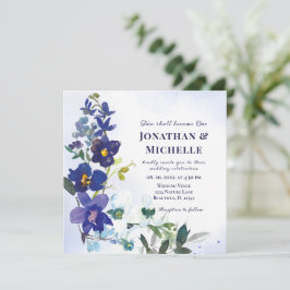 Invitación Dos se convierten en un Boda cristiano morado flor