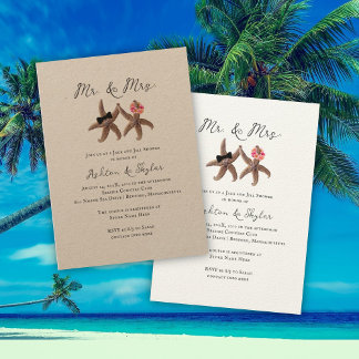 Invitación Dos Starfish Mr. y Mrs Couples Shower Invitatio