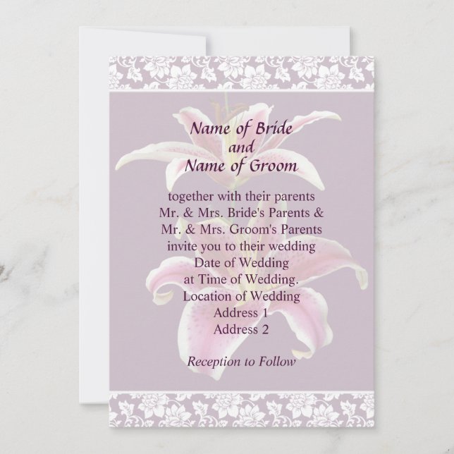 Invitación Dos Stargazer Lilies Wedting Set (Anverso)