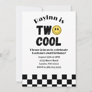 Invitación Dos tablero Guay de cheques de sonrisa retro de cu