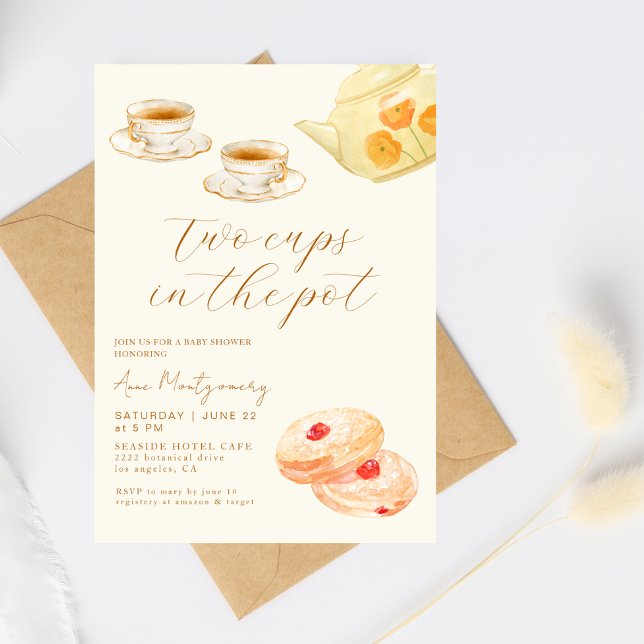 Invitación Dos Tazas en una Olla Fiesta del Té de Gemelos Bab (Subido por el creador)