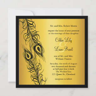 Invitación Dos tipos de plumas de pavo real